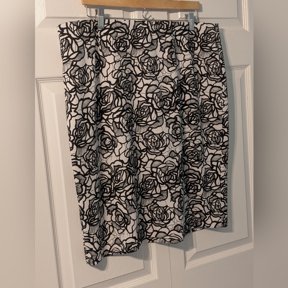 Black and White Floral Skirt